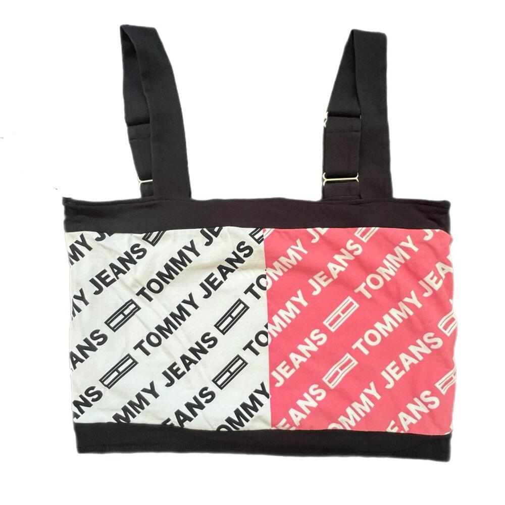 Tommy Jeans Crop Top Red White Black‎ Logo Print Adjustable Straps Size M
